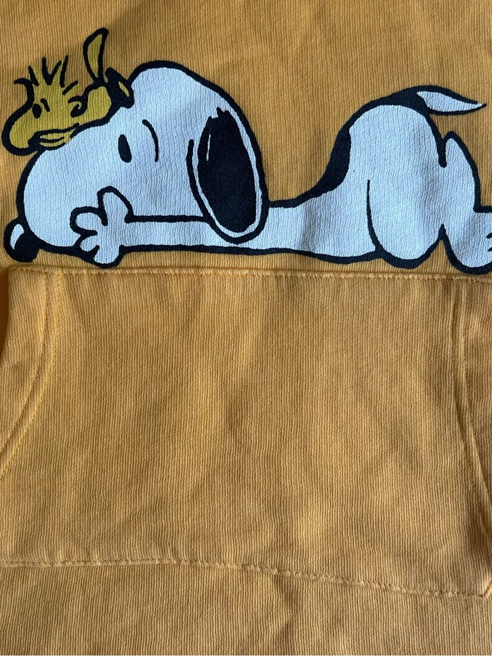Kids Yellow Hoodie Top with Snoopy Graphic size 5 NWOT